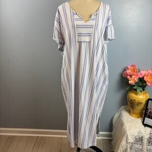 Stan Herman Cotton Kaftan Sleepwear Nightgown House Dress Lounger 2X Plus READ